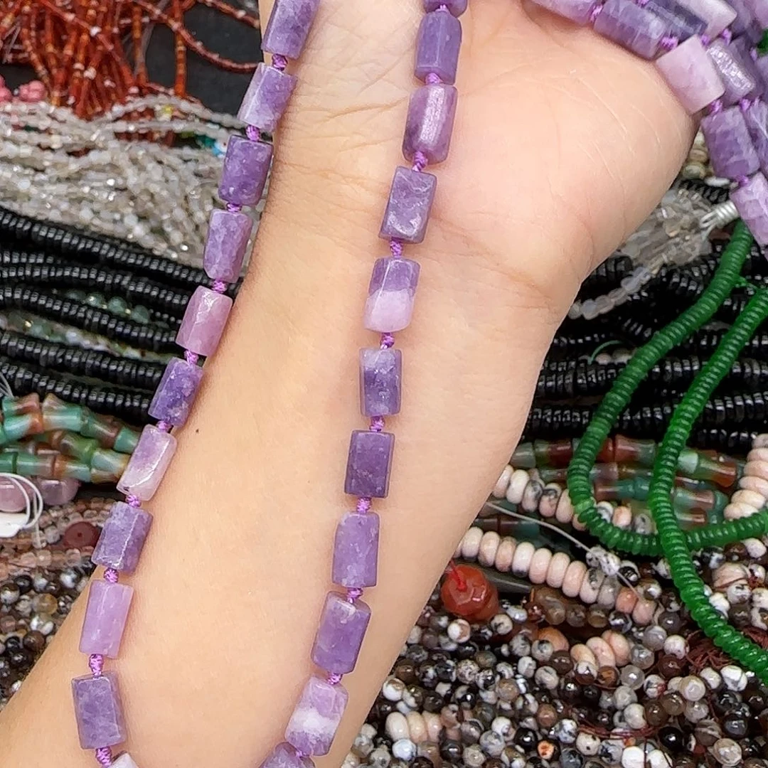 玛瑙/玉髓合金珠宝半成品紫云母6mm一条