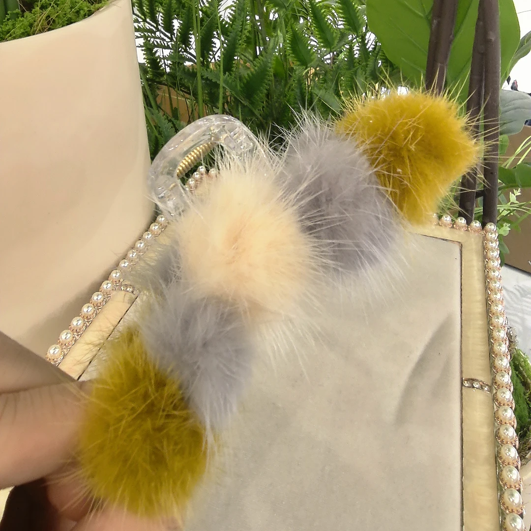 韩系新款精致多色水貂毛时尚气质百搭十一公分抓夹WM-806