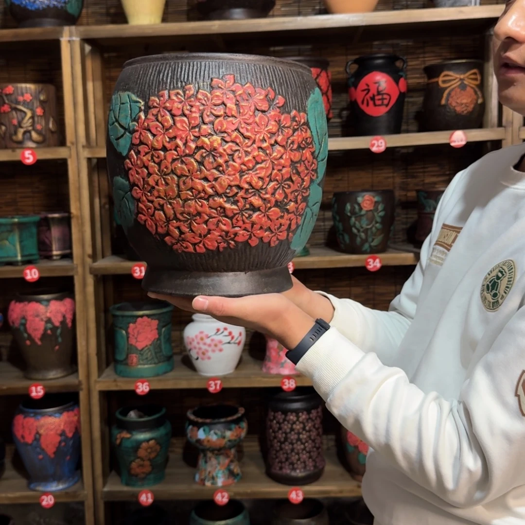 带孔高端浮雕花盆炸炸炸