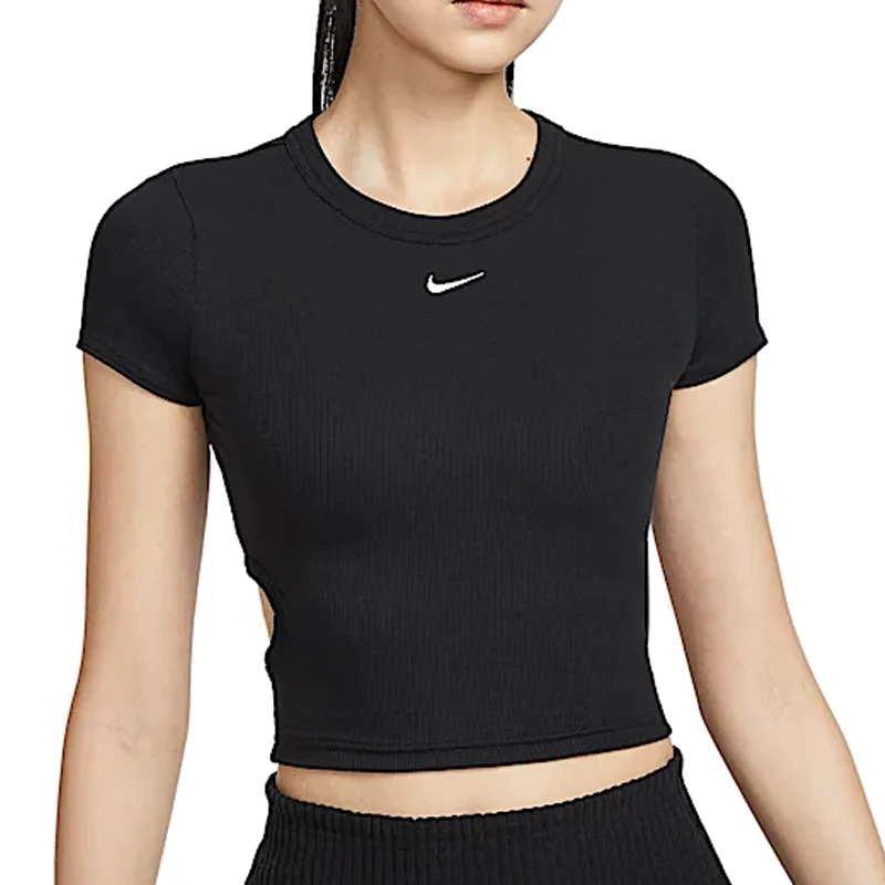 NIKE耐克女子NSW NK CHLL KNT MRIB SS T针织无领短T恤HJ0720-010