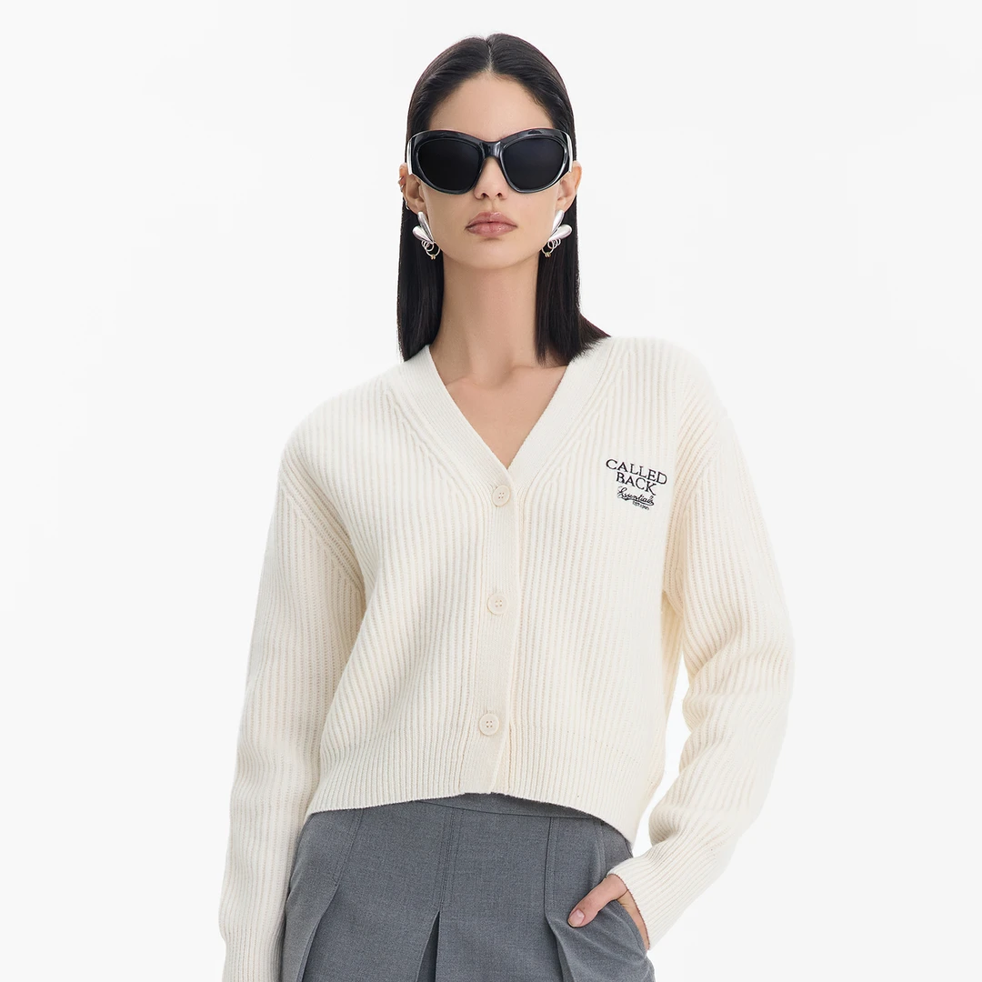 CALLED BACK【Archive 系列】【北海道之恋】针织休闲女刺绣LOGO开衫