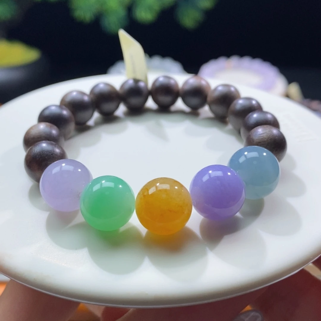 颈饰未镶嵌翡翠翡翠浓彩多宝手串12+mm