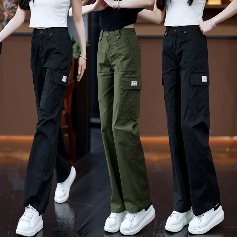 高腰显瘦工装裤女宽松直筒多口袋休闲裤百搭气质减龄夏季春秋款