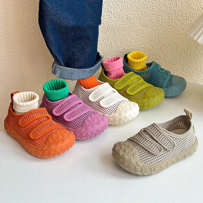 儿童网鞋糖果色女童包头凉鞋夏季韩版幼儿园软底室内鞋男童运动鞋