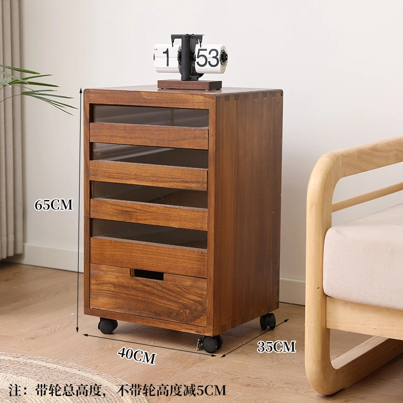 牙科柜实木文玩收纳柜落地胡桃木色边柜茶水茶具柜首饰收纳置物柜