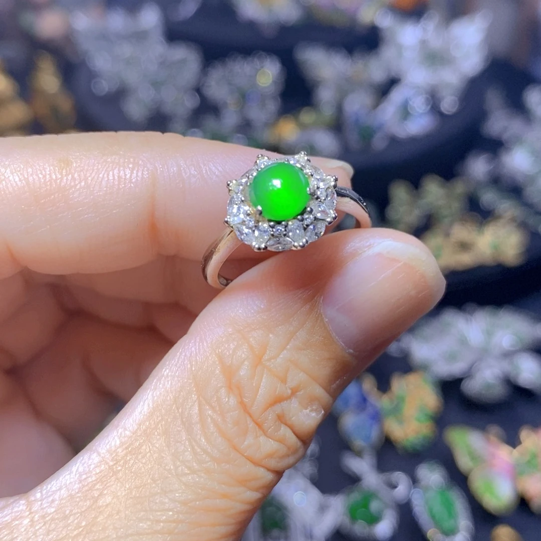 翡翠银S925镶嵌吊坠(不含链)天然翡翠