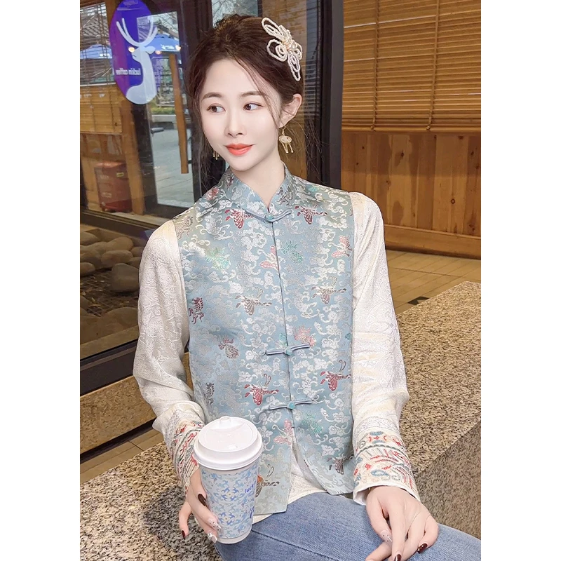 金鱼闹彩蝶2025新中式国风马甲背心女早春复古盘扣马夹上衣B4262