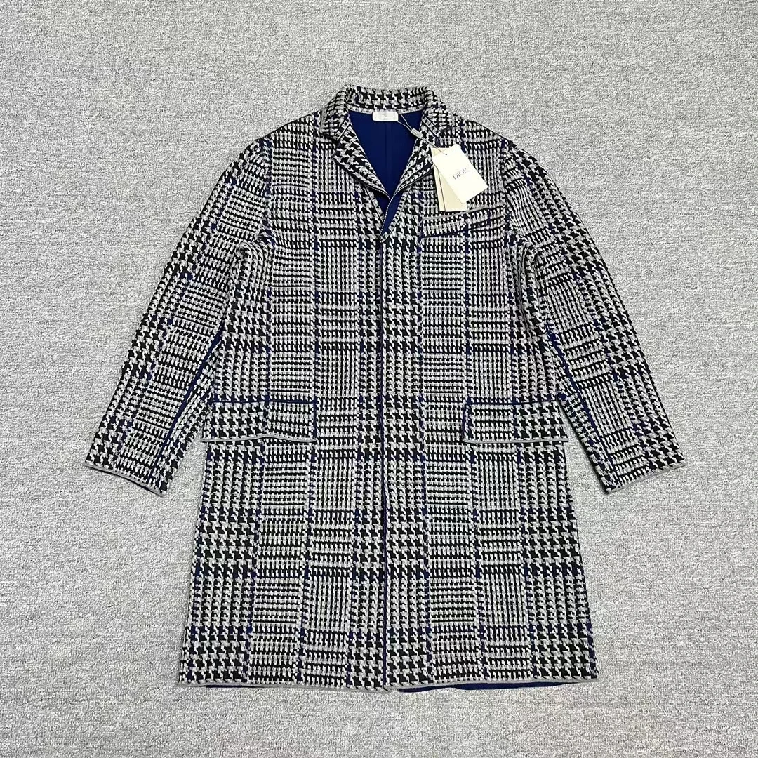 全新未使用 DIOR/迪奥 编织混纺千鸟格大衣 S码 全新