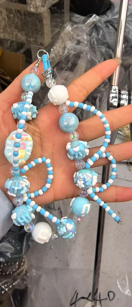 121-3蓝色链链好看发夹