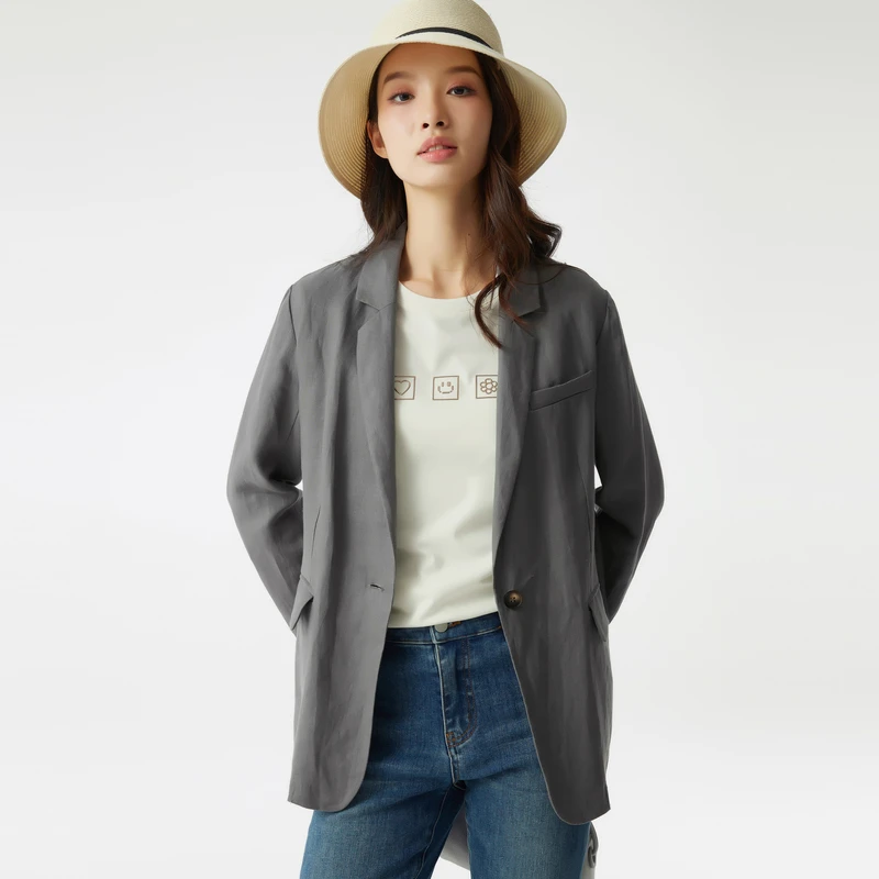 布景女2025年春季新品一粒扣西服外套BW31DM0302