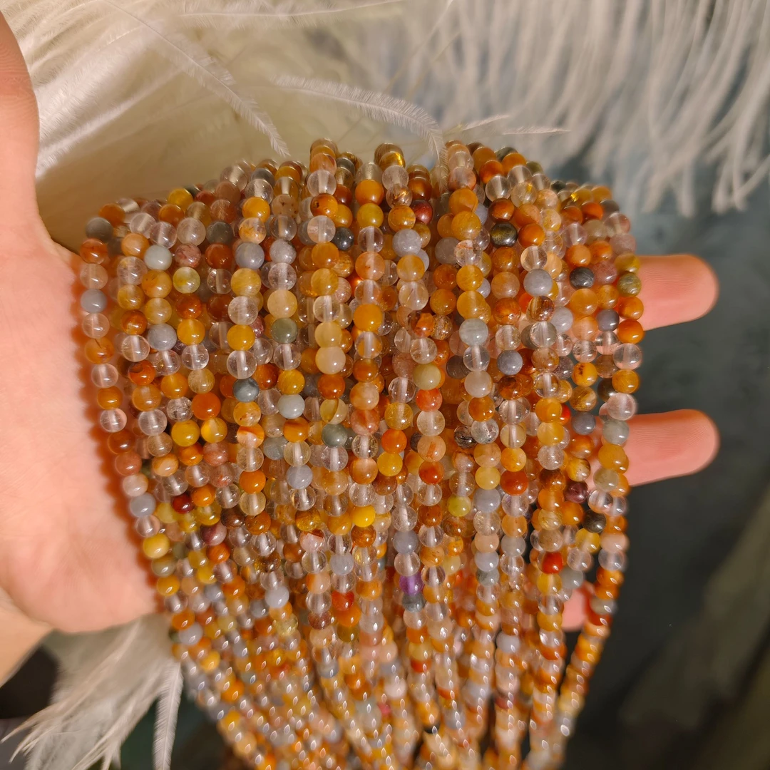 【遇见轻奢珠宝】-0050-天然水晶兔毛多圈手链珠径4-5多样性发1