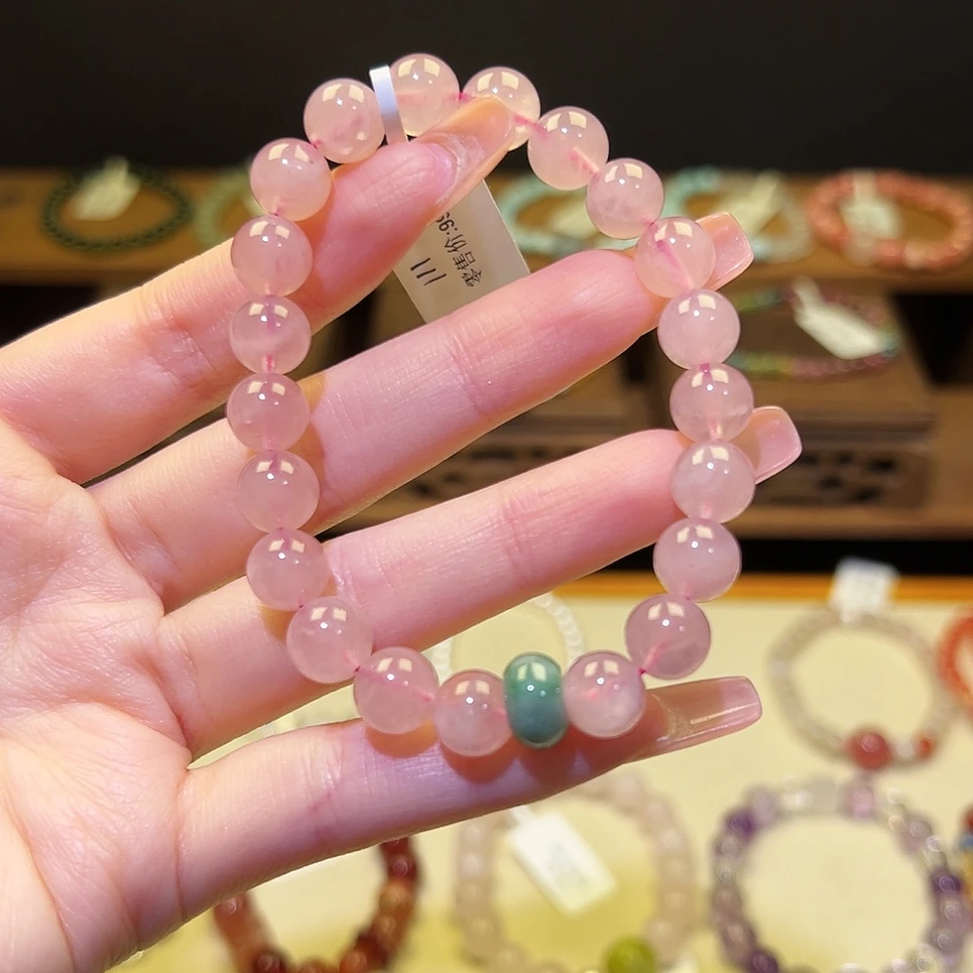 银S925镀金镶嵌水晶手串粉111