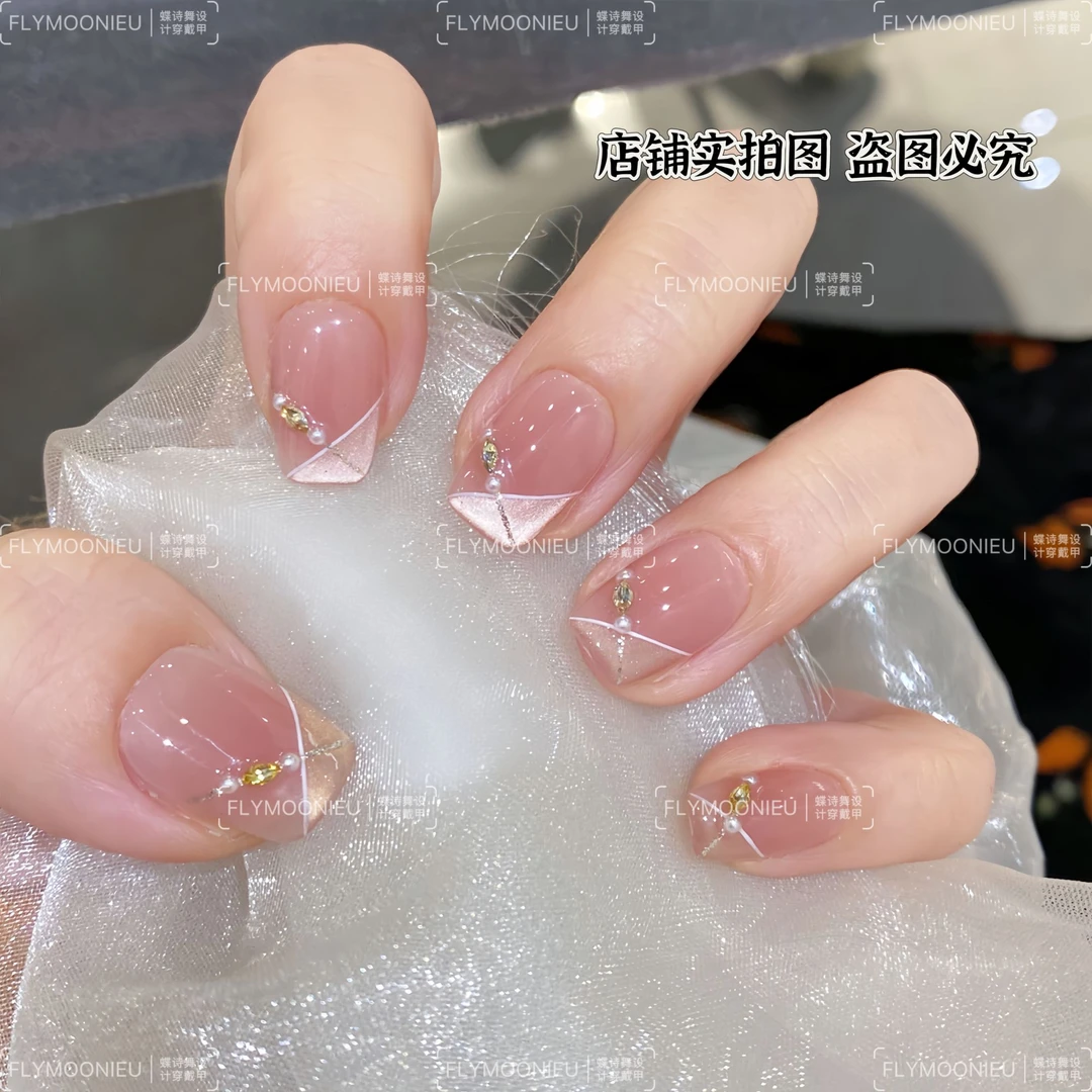 星轨  蝶诗舞  纯手工定制美甲贴片 纯欲仙气定制穿戴甲10片