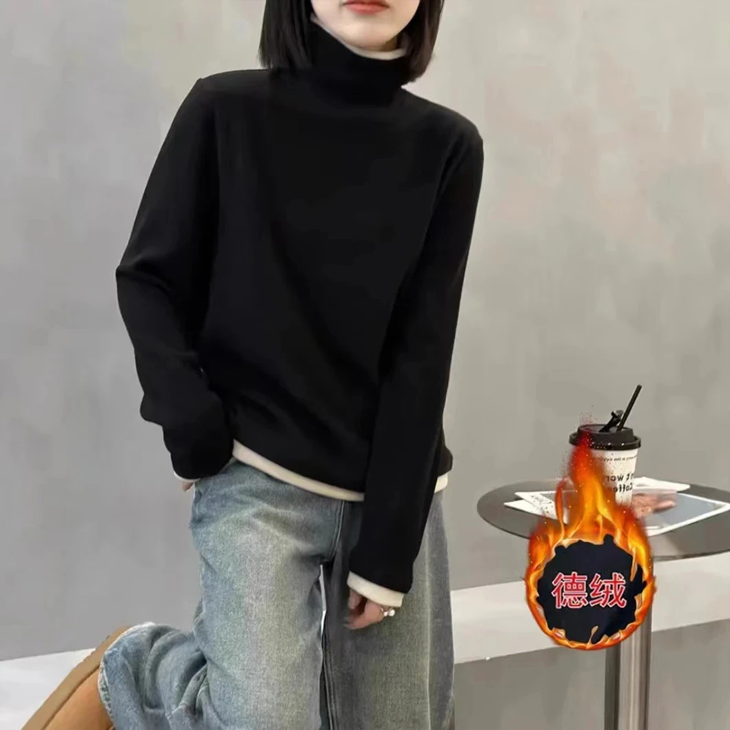 洋气新款高领假两件时尚舒适保暖上衣韩版显瘦减龄百搭小众宽松