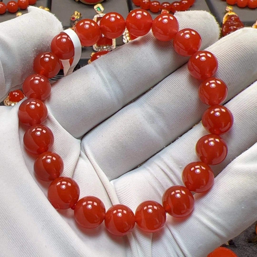 南红玛瑙未镶嵌手串福利9mm原矿精品冰红肉冰手串