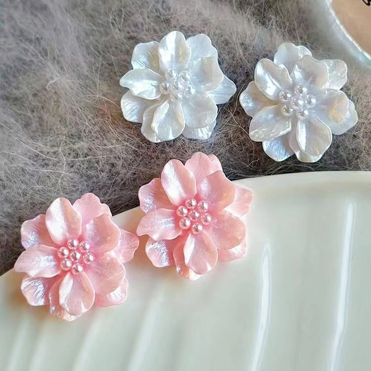 合金亚克力耳饰 气质花朵樱花耳钉轻奢设计高级耳环耳饰温柔超仙