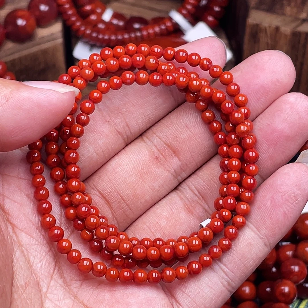 南红玛瑙未镶嵌手链南红瓦西卡4多圈