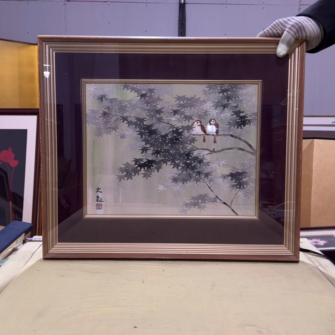 绘画冯*屏风框画茶空间设计