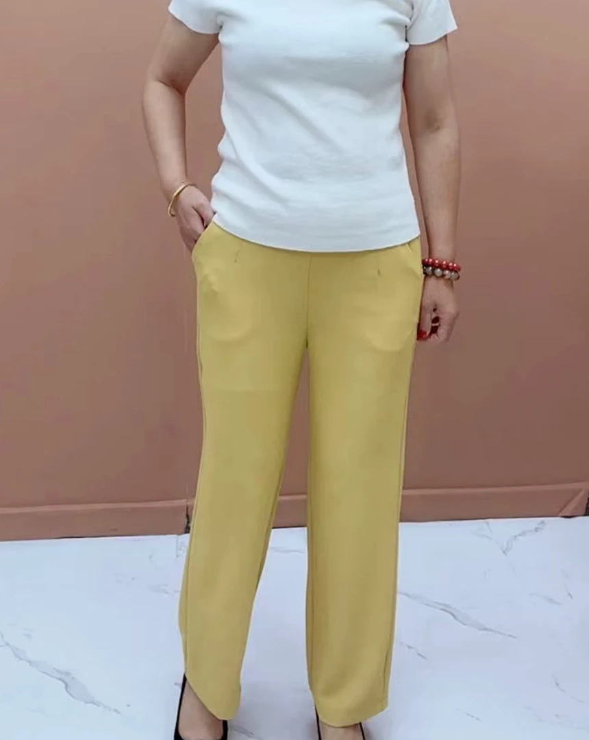 大码夏季薄款高腰休闲显瘦简约百搭直筒冰柔凉凉长裤