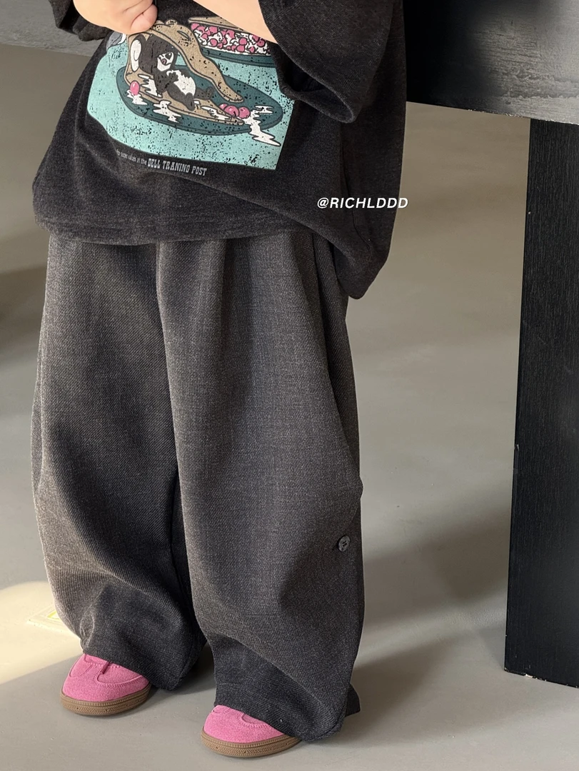 【春】卤蛋童装：重工扣子设计/阔腿弯刀休闲裤男女童韩057