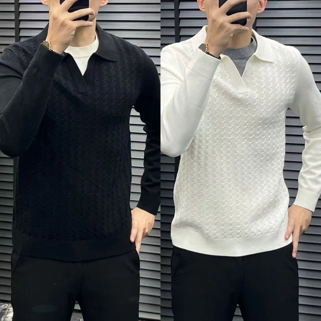 HS2025秋冬新款DL7692男士欧货老钱风休闲百搭针织假俩件毛衣