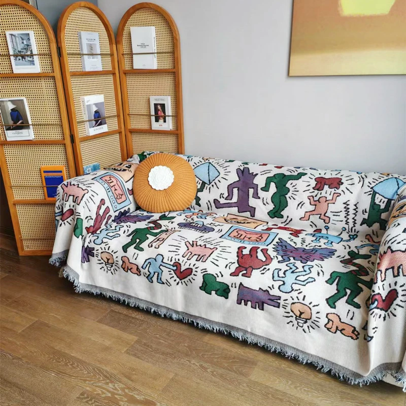 涂鸦沙发盖布沙发巾北欧风ins沙发防尘罩全盖沙发套沙发罩装饰毯