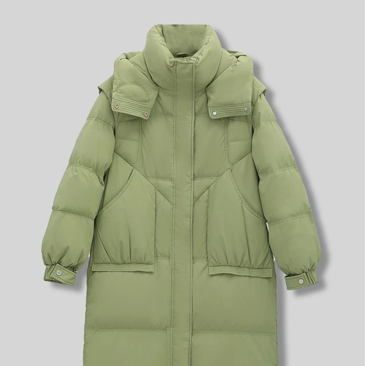 Miss.shamira/莎米拉羽绒服过膝韩版时尚防风保暖飘带2.0长款A55