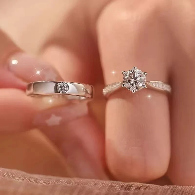 925银莫桑石耳饰 925银莫桑石【情侣对戒0.5-5克拉】订婚求婚结婚