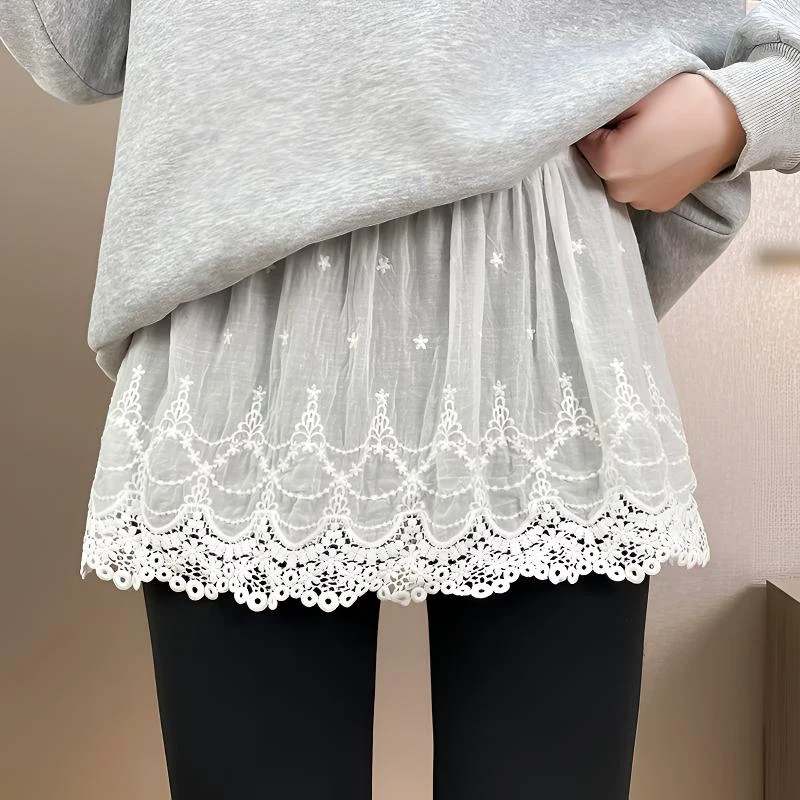 防走光卫衣叠穿打底神器短款半身裙春季蕾丝花边打底裙遮胯小屁帘
