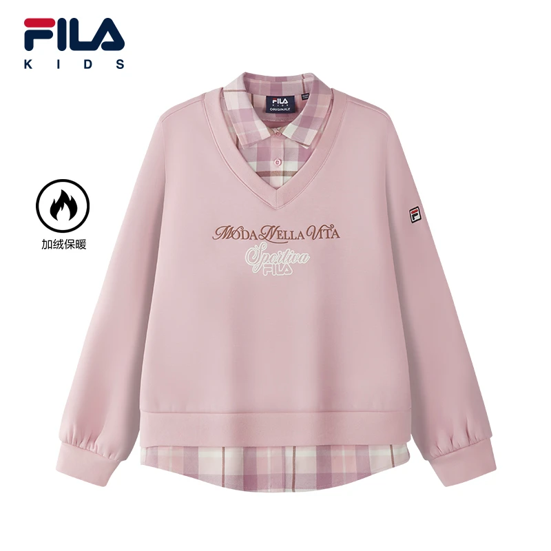 斐乐儿童【加绒翻领假两件】新款女大童冬季时尚保暖卫衣K12G611210