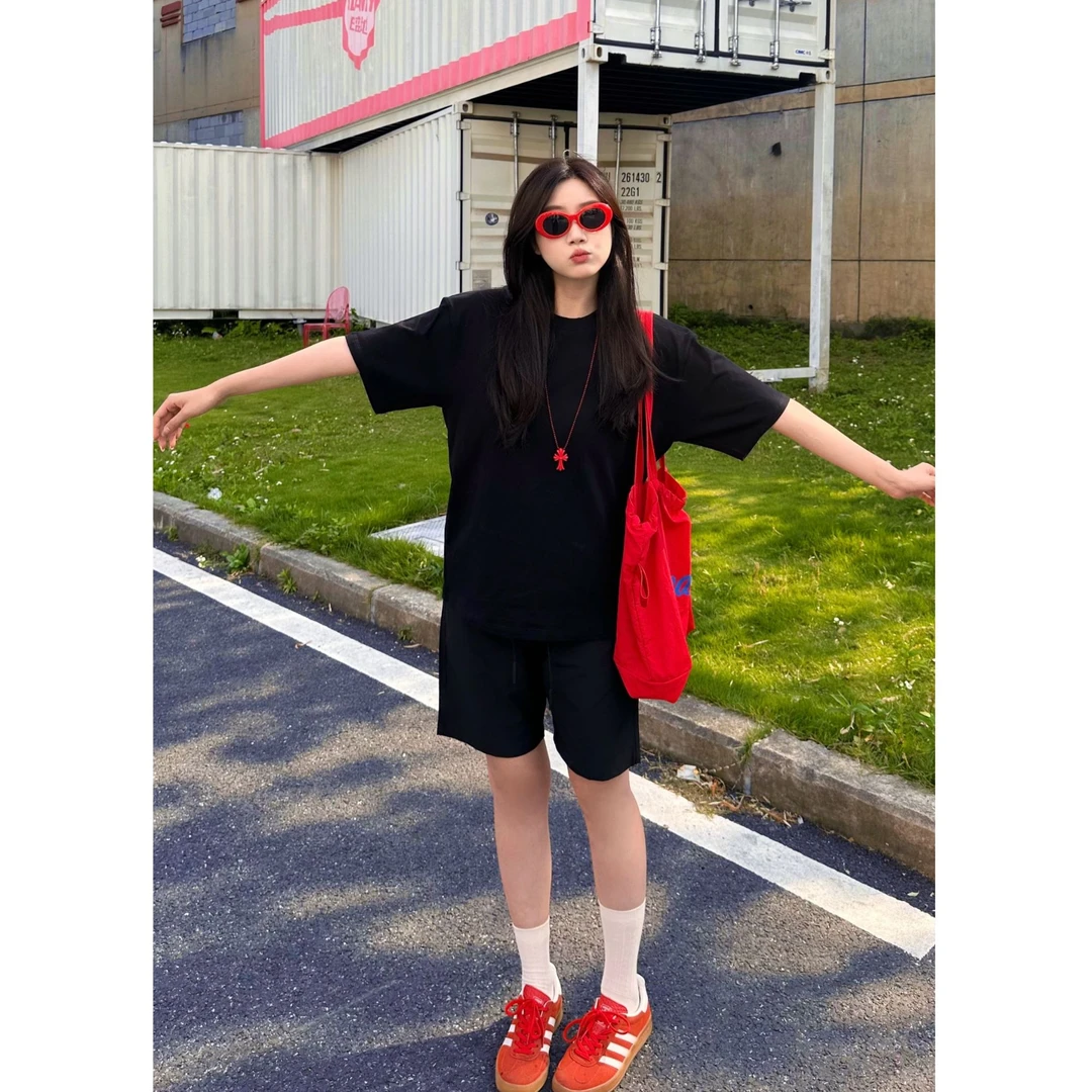【七七Hola】纯t多巴胺百搭夏季简约T恤男女同款休闲通勤纯色短袖