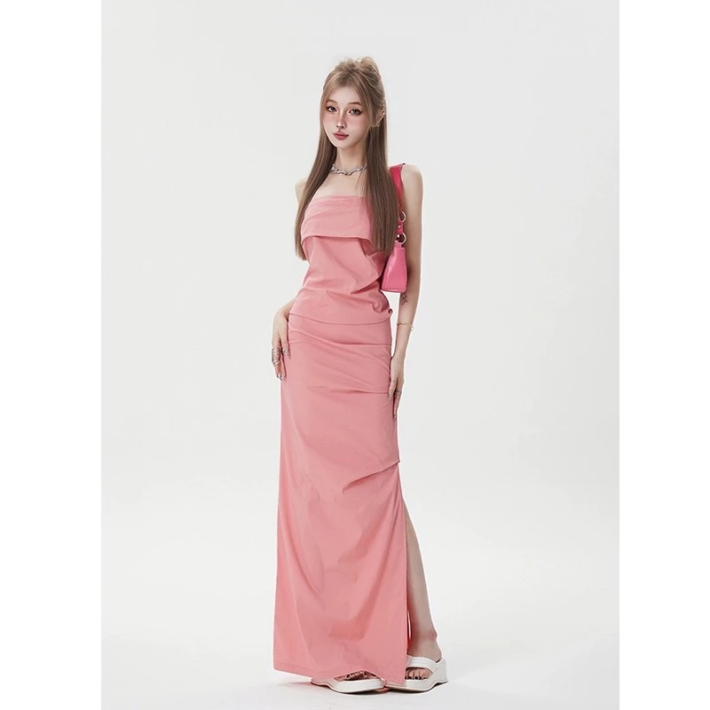 莫欣欣&（青苍现货）辣妹工装半身裙开叉半身长裙褶皱裙子P230008