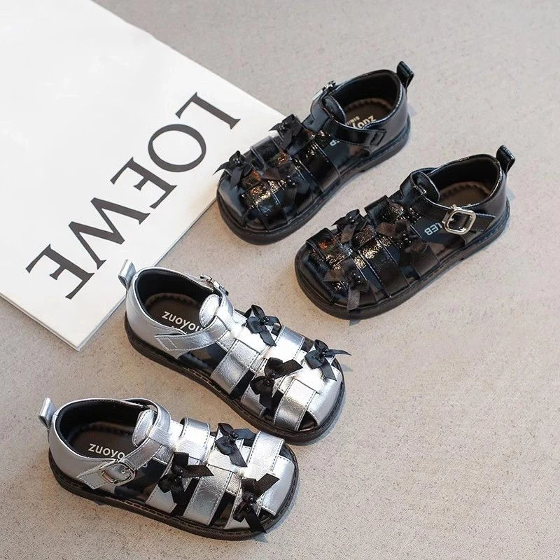 巴拉女童凉鞋2025春夏新款儿童包头公主鞋编织罗马鞋包跟儿童鞋子