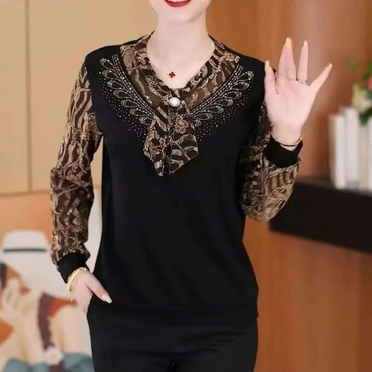 2025春季新款新款长袖T恤时尚减龄百搭显瘦圆领休闲洋气小衫遮肚i