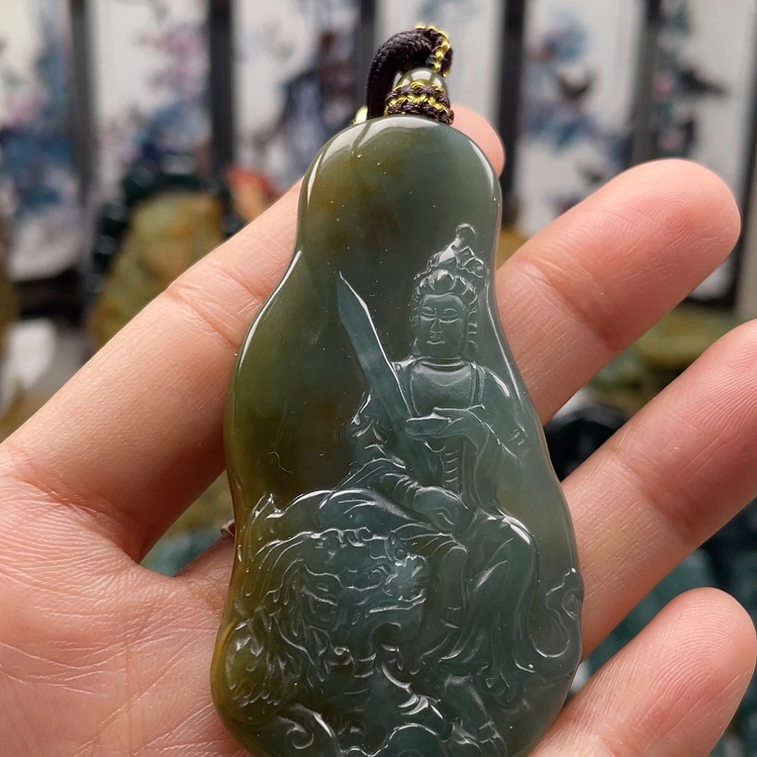 翡翠未镶嵌颈饰天然翡翠a货文殊