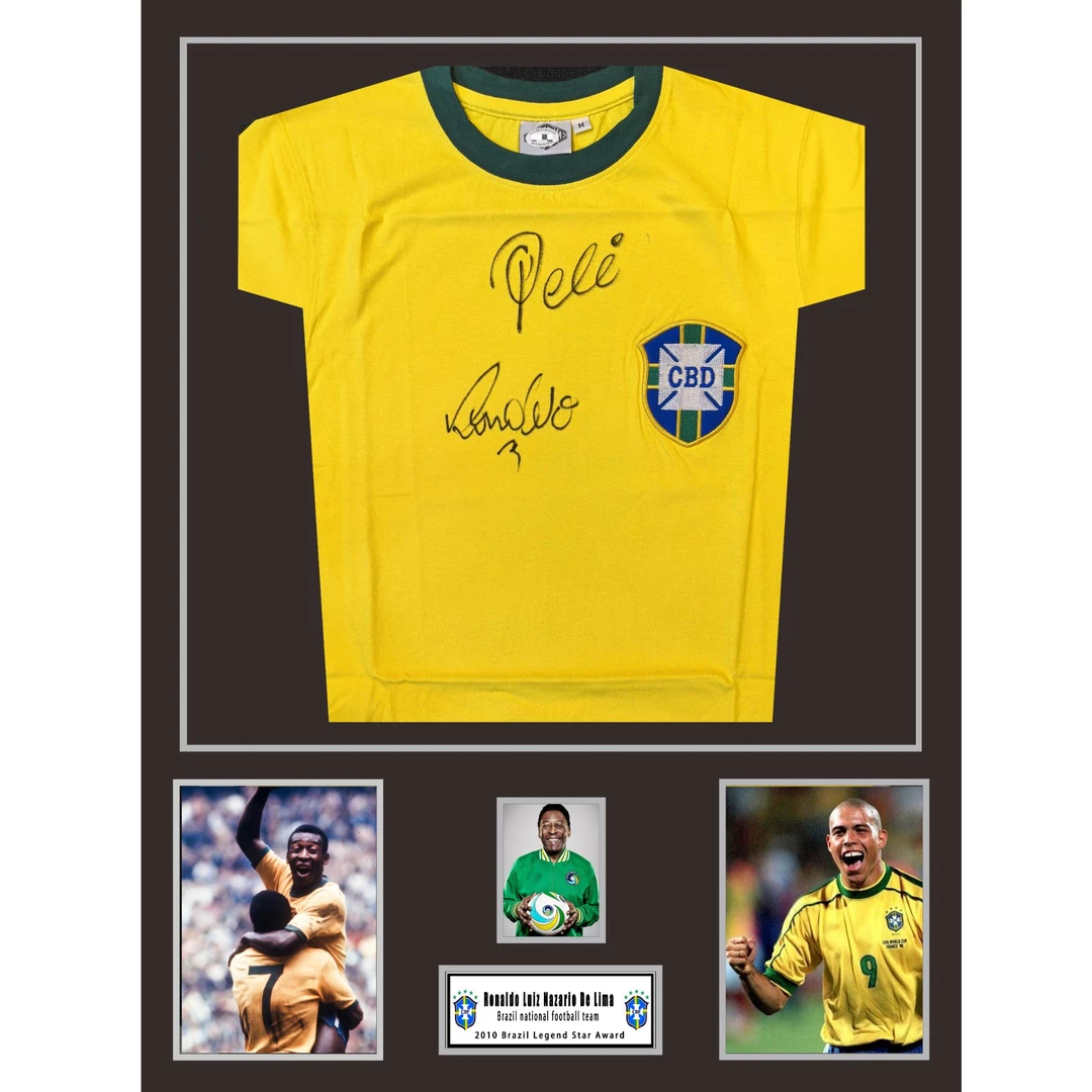 【TIPTOP亲签】贝利 罗纳尔多（大罗）巴西 双签球衣 证书ICONS