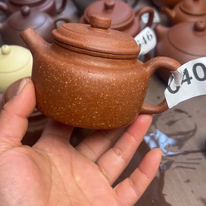 紫砂茶壶红降坡半手200cc