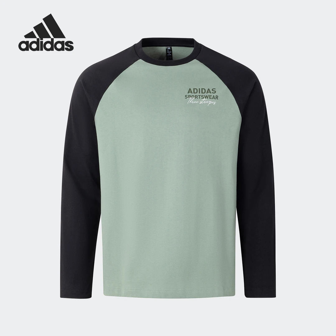 Adidas/阿迪达斯~正品V TEE LS男女透气运动拼接圆领T恤JZ2335