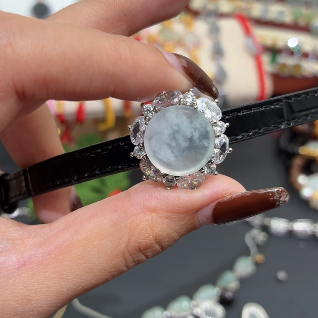 翡翠银S925镶嵌颈饰手表