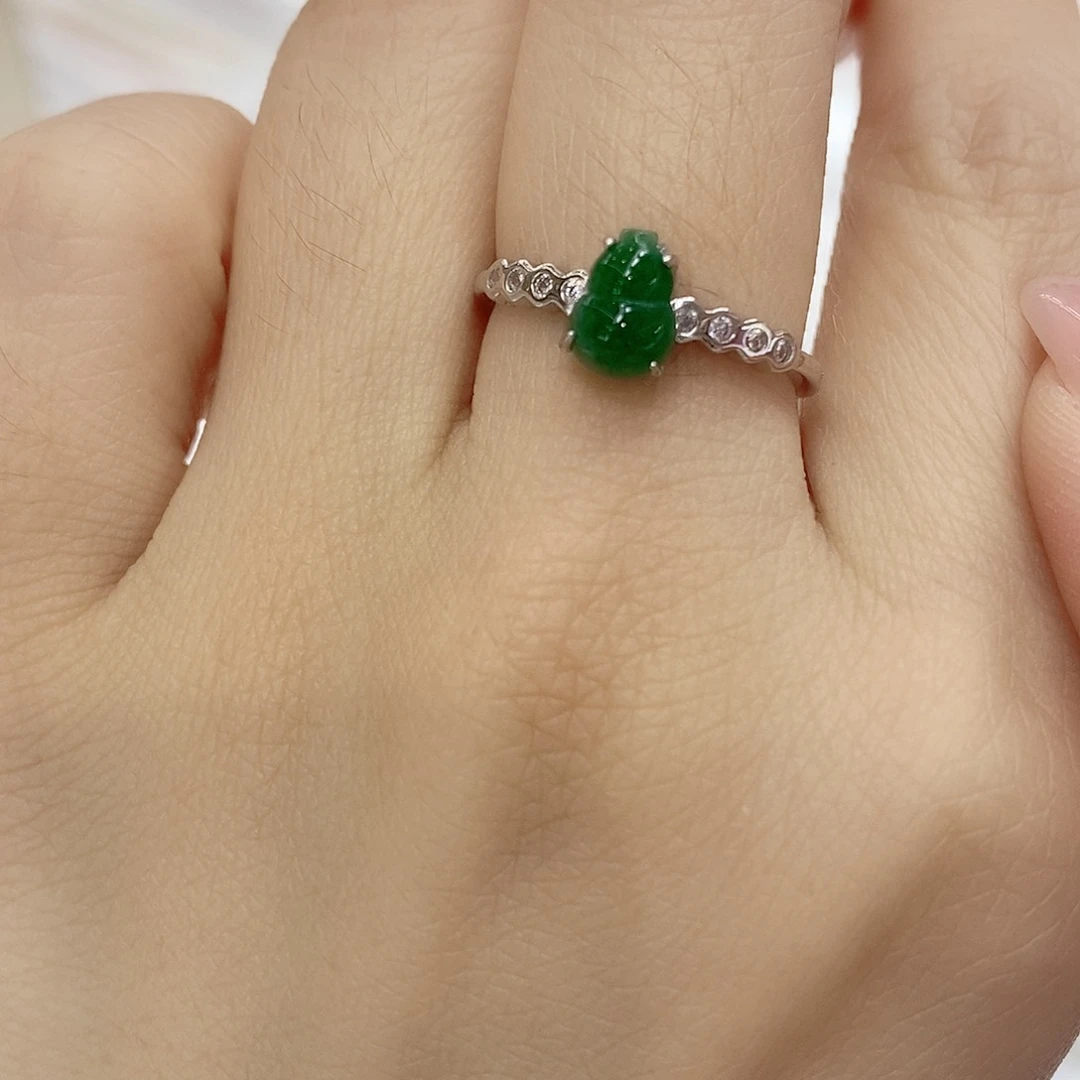 翡翠戒指银S925镶嵌孤品