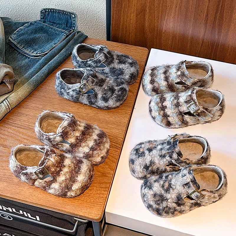 男女童加绒勃肯鞋2025冬季新款儿童轻便防滑软底洋气潮款韩版棉鞋