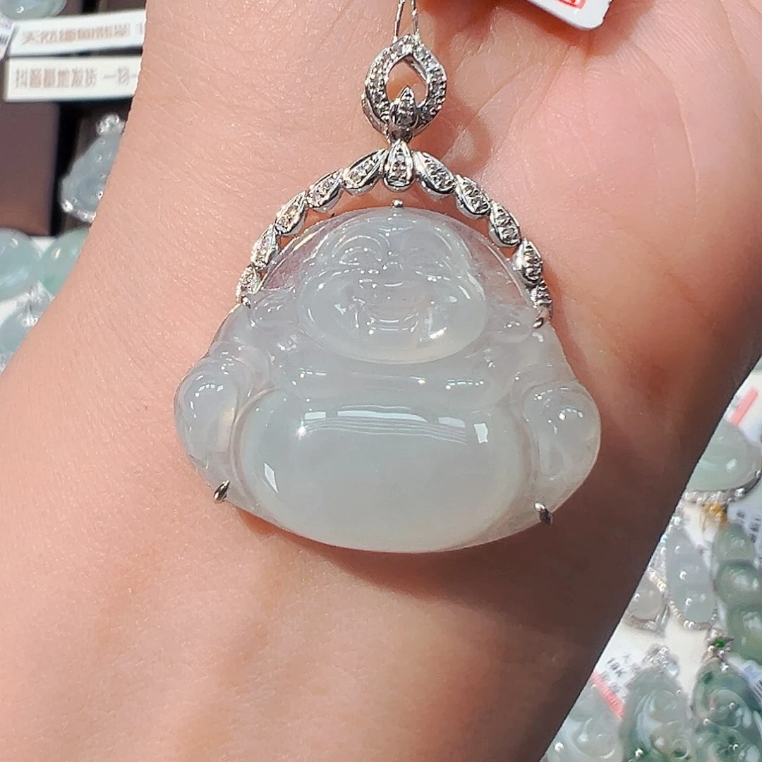 翡翠18K金镶嵌吊坠(不含链)佛公