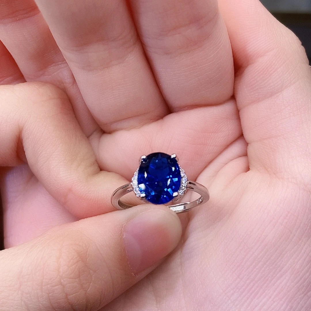 银S925镶嵌戒指蓝宝石