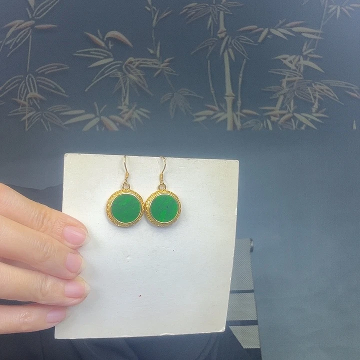 翡翠银S925镶嵌耳饰特价