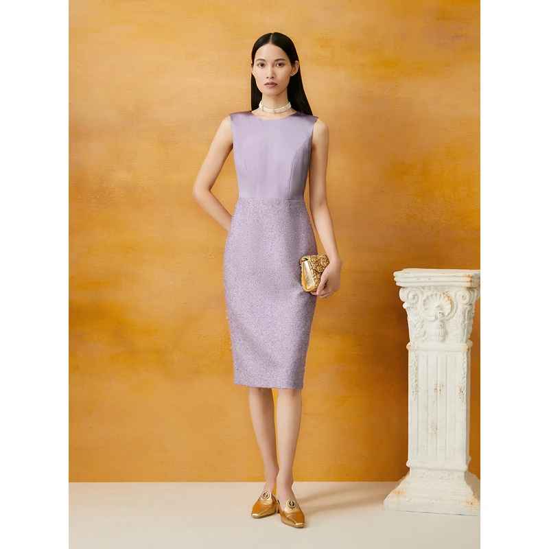 Song of Song/歌中歌春季时尚烟灰紫无袖连衣裙5C34105020