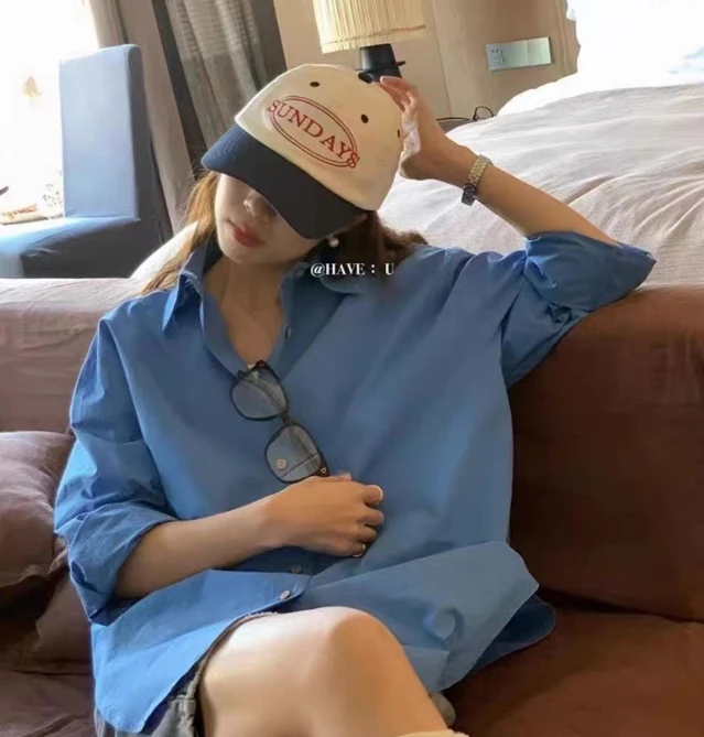 【半岛铁盒】陈思思新款春季高级感叠穿打底纯色衬衫上衣