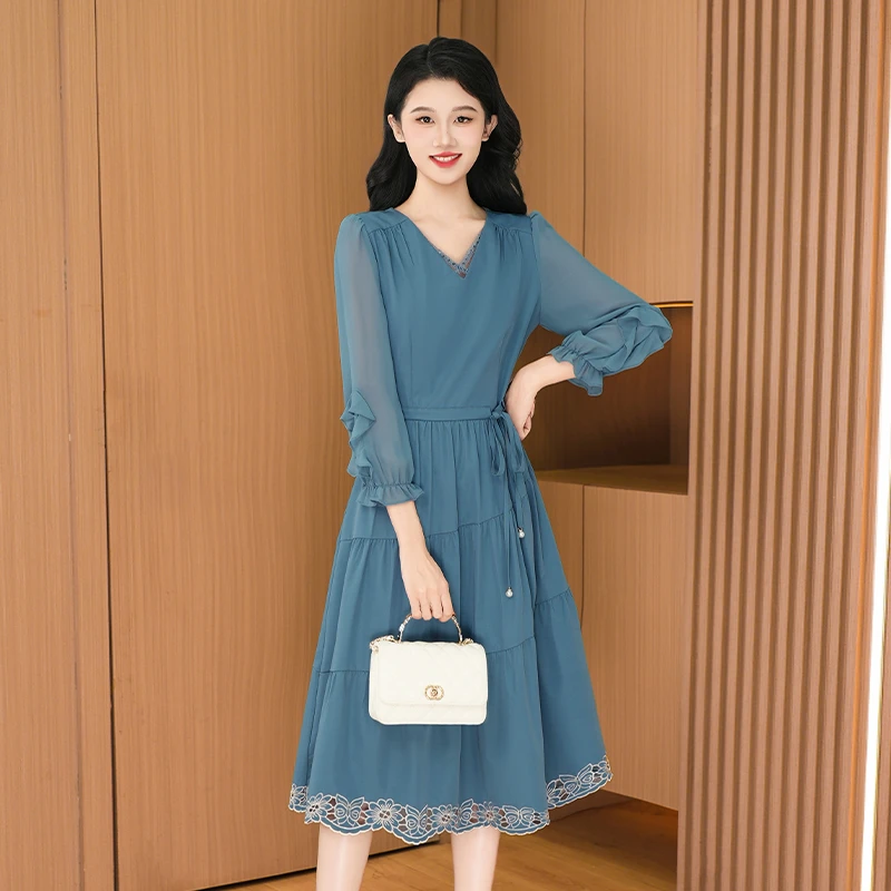 琪琪女装直播间2025新款广州十三行INS风轻奢连衣裙27488