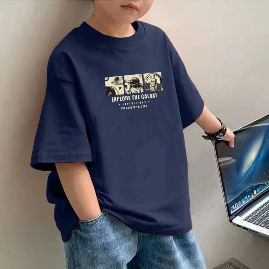 男童夏季100%全棉男孩纯棉短袖宽松打底衫童装新款帅气半袖t恤