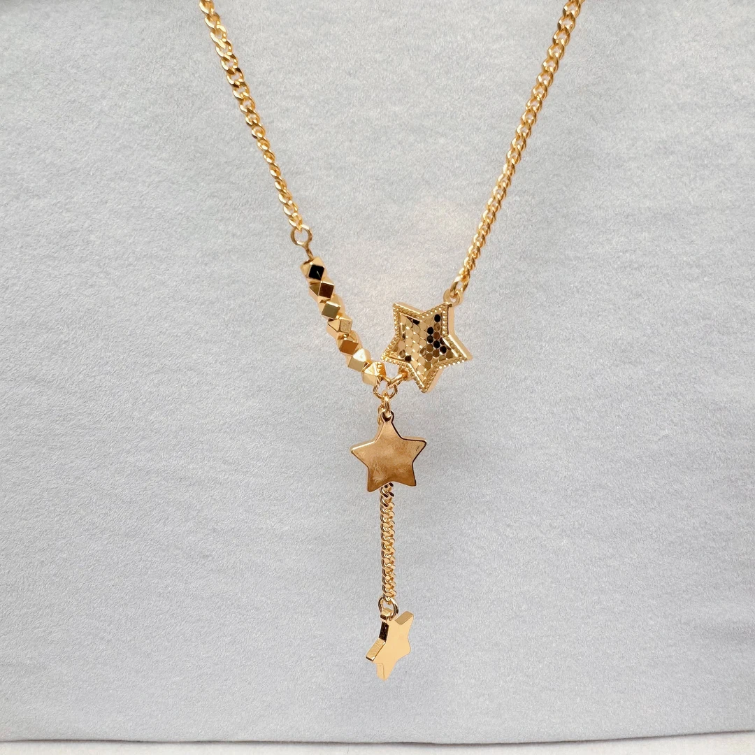 【丁老头甄选】金色星星一体项链3004