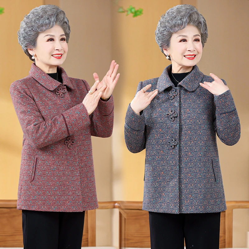 妈妈装春装外套夹克女奶奶装老年人小个子老人衣服新款秋装春秋季